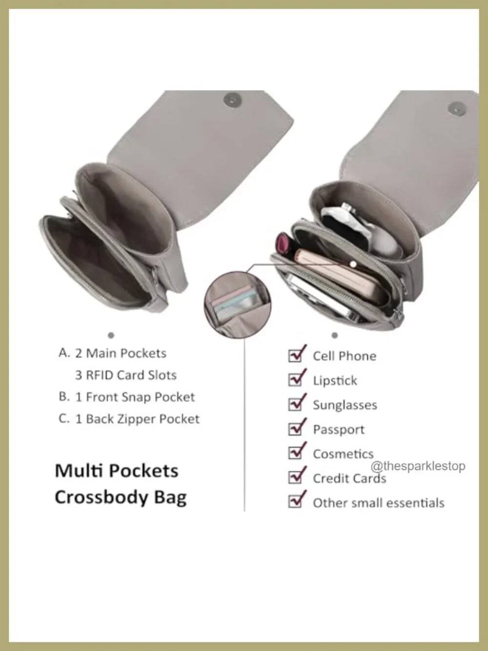 Genuine Leather Crossbody Bag with RFID Blocking Wallet, Phone Purse